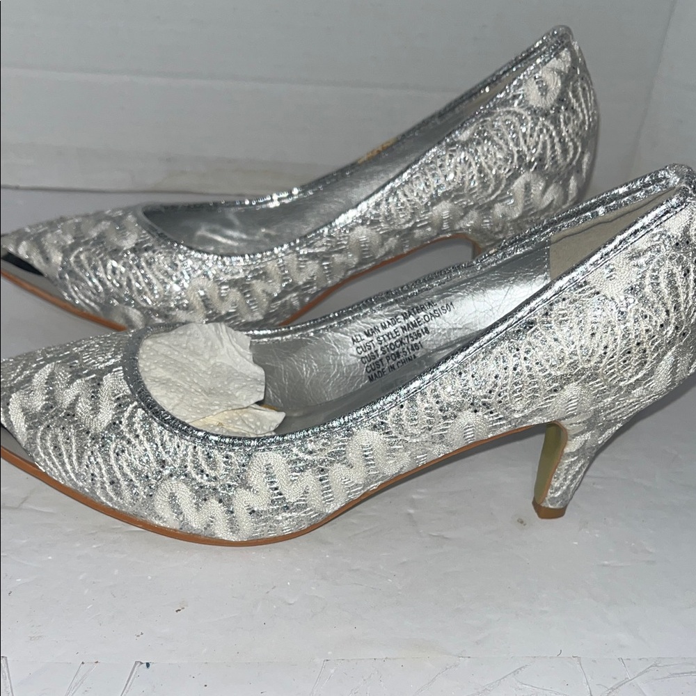 Wild Rose Silver Patterned Heels